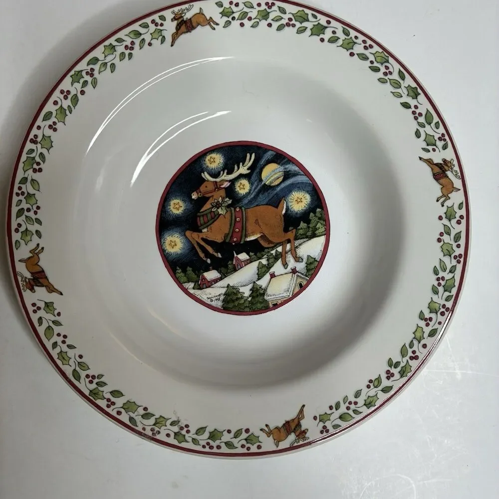 International China Susan Winget Over the Housetops Soup Bowls 9.25” Set Of 4